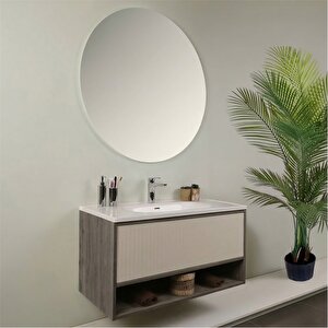 Elegant 100 Cm Banyo Dolabı Seti Grey Oak + Vanilya