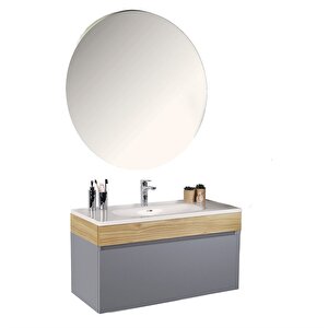 Harmony 100 Cm Banyo Dolabı Seti Light Grey + Meguro