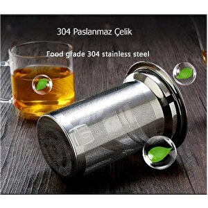 ̇ 700 Ml Süzgeçli Cam Çaydanlık Üstü Demlik Kırmızı
