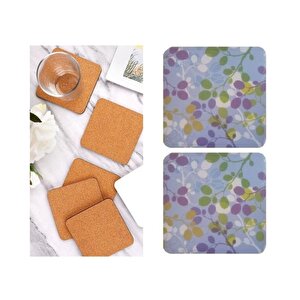 Ahşap Bardak Altlığı 2 Adet Çiçek Desen 10x10cm