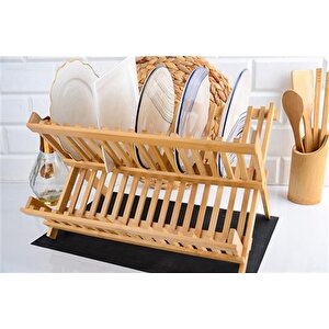 Kitchen Serisi Bambu Katlanabilir Tabaklık-bulaşıklık 47x32 Cm