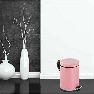 Vinoks Premium Serisi 12 Litre Hacimli Paslanmaz Banyo-mutfak Pedallı Çöp Kovası Pembe, 12l