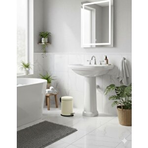 Vinoks Eko Serisi 3 Litre Hacimli Paslanmaz Banyo-mutfak Pedallı Çöp Kovası Krem
