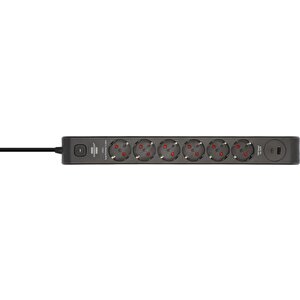 6 Soketli 13.500a Akım Korumalı Priz + 20w Type-c Pd & 20w Usb-a Hızlı Şarj 2 Metre