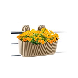 Krs-249 Dekoratif Plastik Pera Askılı Balkon Saksı 3.2 Litre Krem