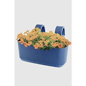 Krs-249 Dekoratif Plastik Pera Askılı Balkon Saksı 3.2 Litre Gök Mavi