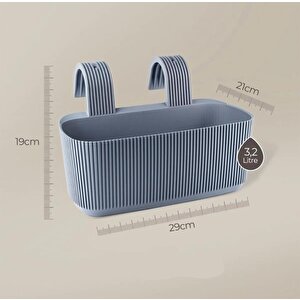 Krs-249 Dekoratif Plastik Pera Askılı Balkon Saksı 3.2 Litre Gök Mavi