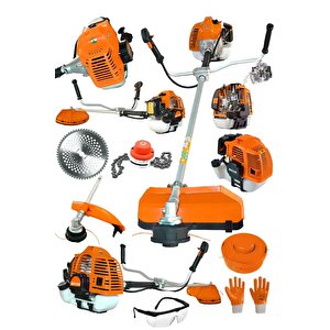 Japan 11 Hp  Profesyonel Bronz Piston Benzinli Ot Çalı Çim Biçme Makinası Yan Tırpan Zincirli Misina