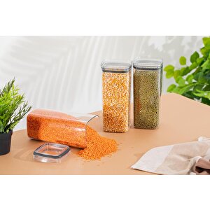 Uzun Kare Hava Geçirmez Erzak Saklama Kabı 12 Adet 3100 Ml