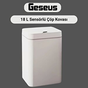 Sensörlü Otomatik Plastik Çöp Kovası 18 Litre-beyaz Yerli Üretim