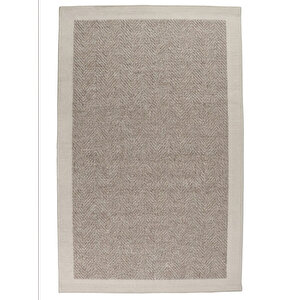 Derin Sisal Krem Çerçeveli Vizon Zemin Jüt Sisal Dekoratif Kaymaz Taban Yıkanabilir Halı | St02 100x300 cm