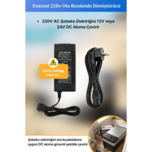 Evacool 220v Oto Buzdolabı Dönüştürücü Adaptör Ev Adaptörü