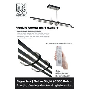 Cosmo Silver 6500k Lineer Led Sarkıt Avize – Kumandalı Dim Edilebilir – Aşağı Işık 6500 K