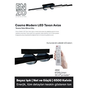 Cosmo Füme 6500k Led Tavan Avize – Kumandalı Dim Edilebilir – Aşağı Işık 6500 K