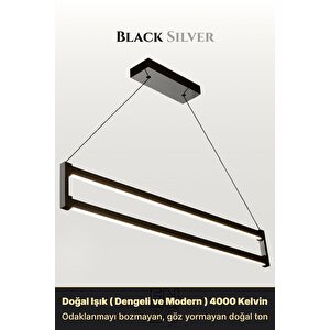 Orion Silver 4000k Lineer Led Sarkıt Avize – Kumandalı Dim Edilebilir – Aşağı Işık 4000 K