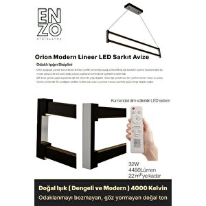 Orion Silver 4000k Lineer Led Sarkıt Avize – Kumandalı Dim Edilebilir – Aşağı Işık 4000 K