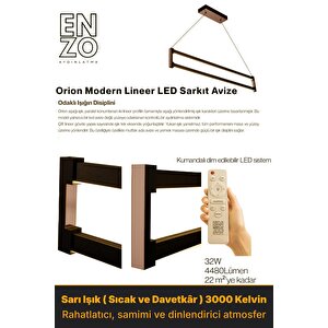 Orion Rose Gold 3000k Lineer Led Sarkıt Avize – Kumandalı Dim Edilebilir – Aşağı Işık Sarı Işık (3000K)