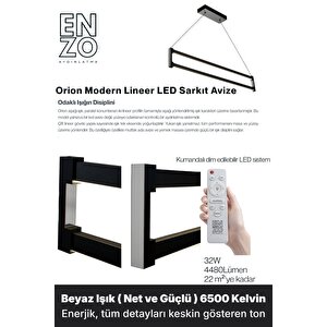 Orion Silver 6500k Lineer Led Sarkıt Avize – Kumandalı Dim Edilebilir – Aşağı Işık 6500 K