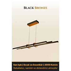 Cosmo Bronz 3000k Lineer Led Sarkıt Avize – Kumandalı Dim Edilebilir – Yukarı & Aşağı Işık Sarı Işık (3000K)