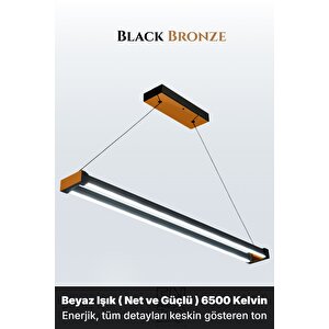 Vega Bronz 6500k Lineer Led Sarkıt Avize – Kumandalı Dim Edilebilir – Aşağı Işık 6500 K