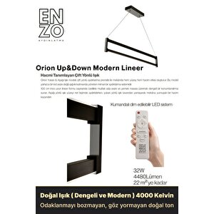Orion Silver 4000k Lineer Led Sarkıt Avize – Kumandalı Dim Edilebilir – Yukarı & Aşağı Işık 4000 K