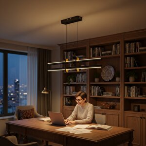 Halo Füme 3000k Lineer Led Sarkıt Avize – Kumandalı Dim Edilebilir – Yukarı & Aşağı Işık Sarı Işık (3000K)