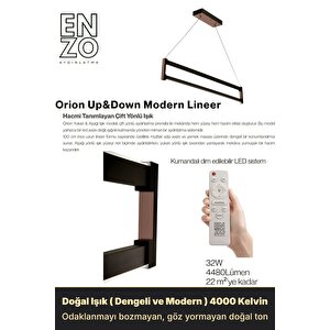 Orion Rose Gold 4000k Lineer Led Sarkıt Avize – Kumandalı Dim Edilebilir – Yukarı & Aşağı Işık 4000 K