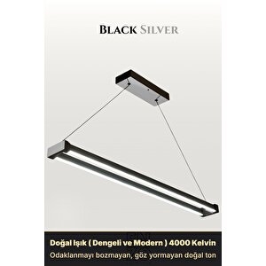 Vega Silver 4000k Lineer Led Sarkıt Avize – Kumandalı Dim Edilebilir – Aşağı Işık 4000 K