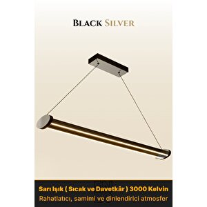 Mira Silver 3000k Lineer Led Sarkıt Avize – Kumandalı Dim Edilebilir – Aşağı Işık Sarı Işık (3000K)