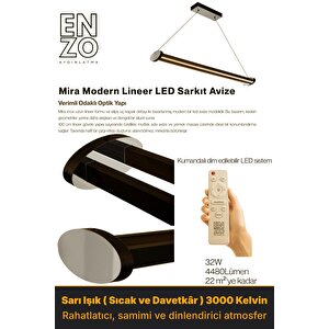 Mira Silver 3000k Lineer Led Sarkıt Avize – Kumandalı Dim Edilebilir – Aşağı Işık Sarı Işık (3000K)