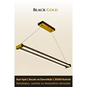 Vega Gold 3000k Lineer Led Sarkıt Avize – Kumandalı Dim Edilebilir – Aşağı Işık Sarı Işık (3000K)
