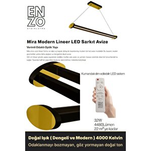 Mira Gold 4000k Lineer Led Sarkıt Avize – Kumandalı Dim Edilebilir – Aşağı Işık 4000 K