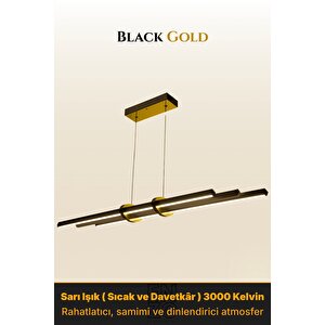 Cosmo Gold 3000k Lineer Led Sarkıt Avize – Kumandalı Dim Edilebilir – Yukarı & Aşağı Işık Sarı Işık (3000K)