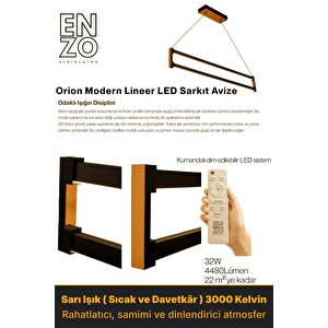 Orion Bronz 3000k Lineer Led Sarkıt Avize – Kumandalı Dim Edilebilir – Aşağı Işık Sarı Işık (3000K)