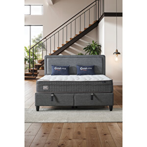 Cennet Yatak Melisa Çift Kişilik Sandıklı Baza + Full Ortopedik Antibakteriyel Paket Yaylı Visco Yatak + Başlık 3 Lü Set 140x190 cm