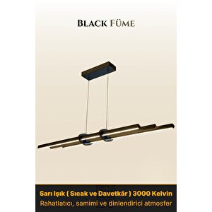 Cosmo Füme 3000k Lineer Led Sarkıt Avize – Kumandalı Dim Edilebilir – Yukarı & Aşağı Işık Sarı Işık (3000K)