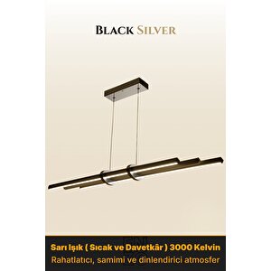 Cosmo Silver 3000k Lineer Led Sarkıt Avize – Kumandalı Dim Edilebilir – Yukarı & Aşağı Işık Sarı Işık (3000K)
