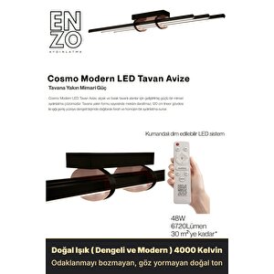Cosmo Rose Gold 4000k Led Tavan Avize – Kumandalı Dim Edilebilir – Aşağı Işık 4000 K