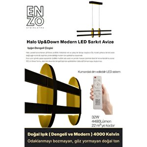 Halo Gold 4000k Lineer Led Sarkıt Avize – Kumandalı Dim Edilebilir – Yukarı & Aşağı Işık 4000 K