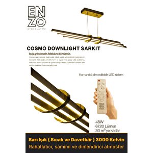 Cosmo Gold 3000K Lineer Led Sarkıt Avize – Kumandalı Dim Edilebilir – Aşağı Işık Sarı Işık (3000K)