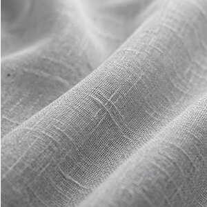 Gri Renk Keten Rustik Tül Perde - Kemerli (Tab Top) Dikim - Pilesiz Doğal Görünüm - Kişiselleştirilebilir Özel Ölçü 350x240 cm