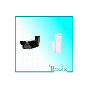 RB-D12IR Gece Görüşlü Caydırıcı Maket Kamera +  RB-4444B Beyaz Kapı Pencere Alarmı
