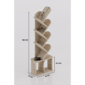 Kitaplık Modern Dekoratif Kitap Rafı Çok Katlı Kitap Standı Ofis Organizer Yaprak 7062 Ttaverten