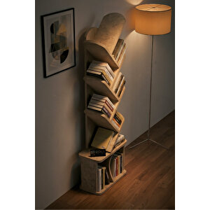 Kitaplık Modern Dekoratif Kitap Rafı Çok Katlı Kitap Standı Ofis Organizer Yaprak 7062 Ttaverten