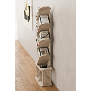Kitaplık Modern Dekoratif Kitap Rafı Çok Katlı Kitap Standı Ofis Organizer Yaprak 7062 Ttaverten