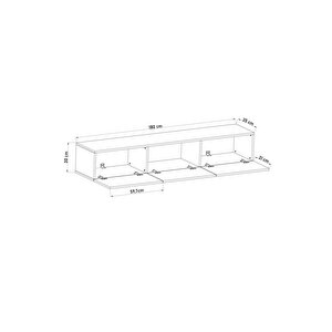 Df17103 Dolaplı Duvara Monte Tv Ünitesi 180 Cm Modern Askılı Dekoratif Stil Tv Sehpası  Safir Meşe