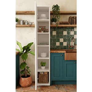 6 Raflı Tek Kapak Dolap Elbise Dolabı Kazak Dolabı Kıyafet Dolabı Gömlek Dolabı Kışlık Dolabı Beyaz / S882-haus1004