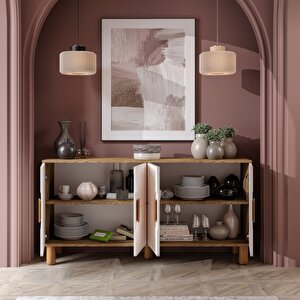 Dorin  Bohem Konsol 4 Kapaklı Mdf Mebran Kapak 160 Cm Modern Salon Konsolu Aytaşı Ceviz