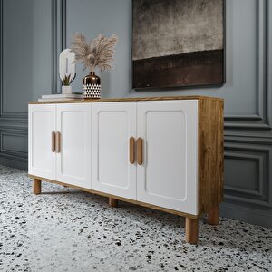 Flora Bohem Konsol 4 Kapaklı Mdf Mebran Kapak 160 Cm Modern Salon Konsolu Aytaşı Ceviz