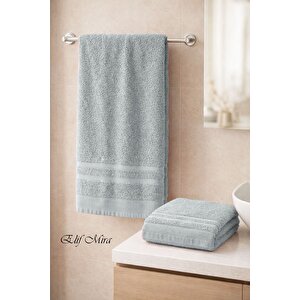 2 Parça Banyo Havlusu Seti Pamuklu Sude 70x140 + 50x85 Cm Gri